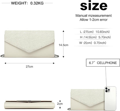 Elegante Damen Clutch Tasche Abendtasche Kettentasche Hochzeit