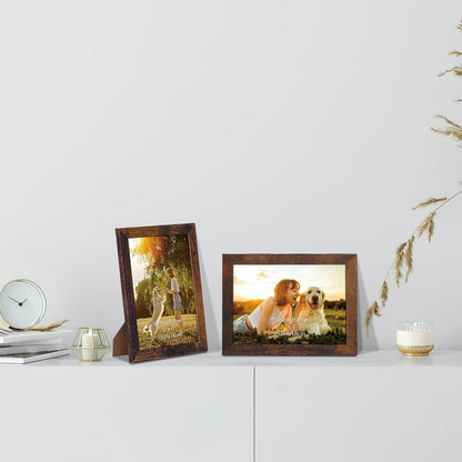 HORLIMER 15er Bilderrahmen Set 13x18 cm Braun mit Holzmaserung