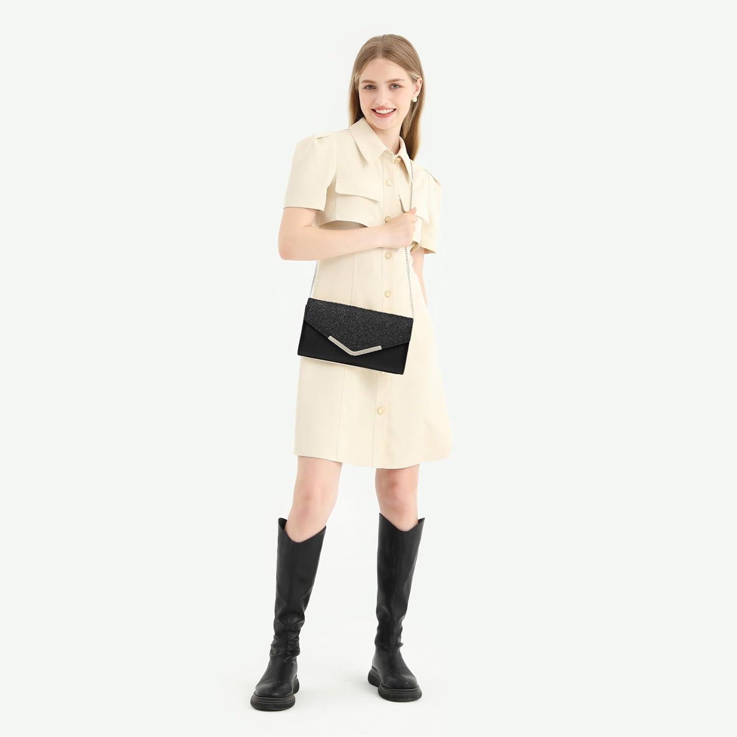 Miss Lulu Clutch Damen Abendtasche Kettentasche Handtasche