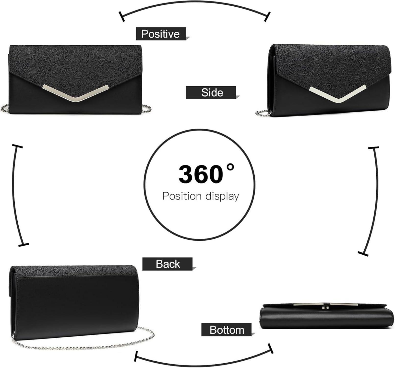 Miss Lulu Damen Clutch Abendtasche Kettentasche Hochzeit Umhängetasche