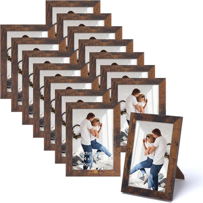 Bilderrahmen Set 10x15 cm in Braun mit Holzmaserung, 15er