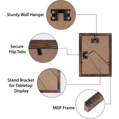 Bilderrahmen Set 10x15 cm in Braun mit Holzmaserung, 15er