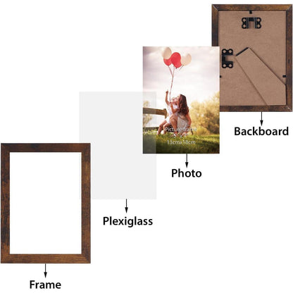 Bilderrahmen Set 10x15 cm in Braun mit Holzmaserung, 15er