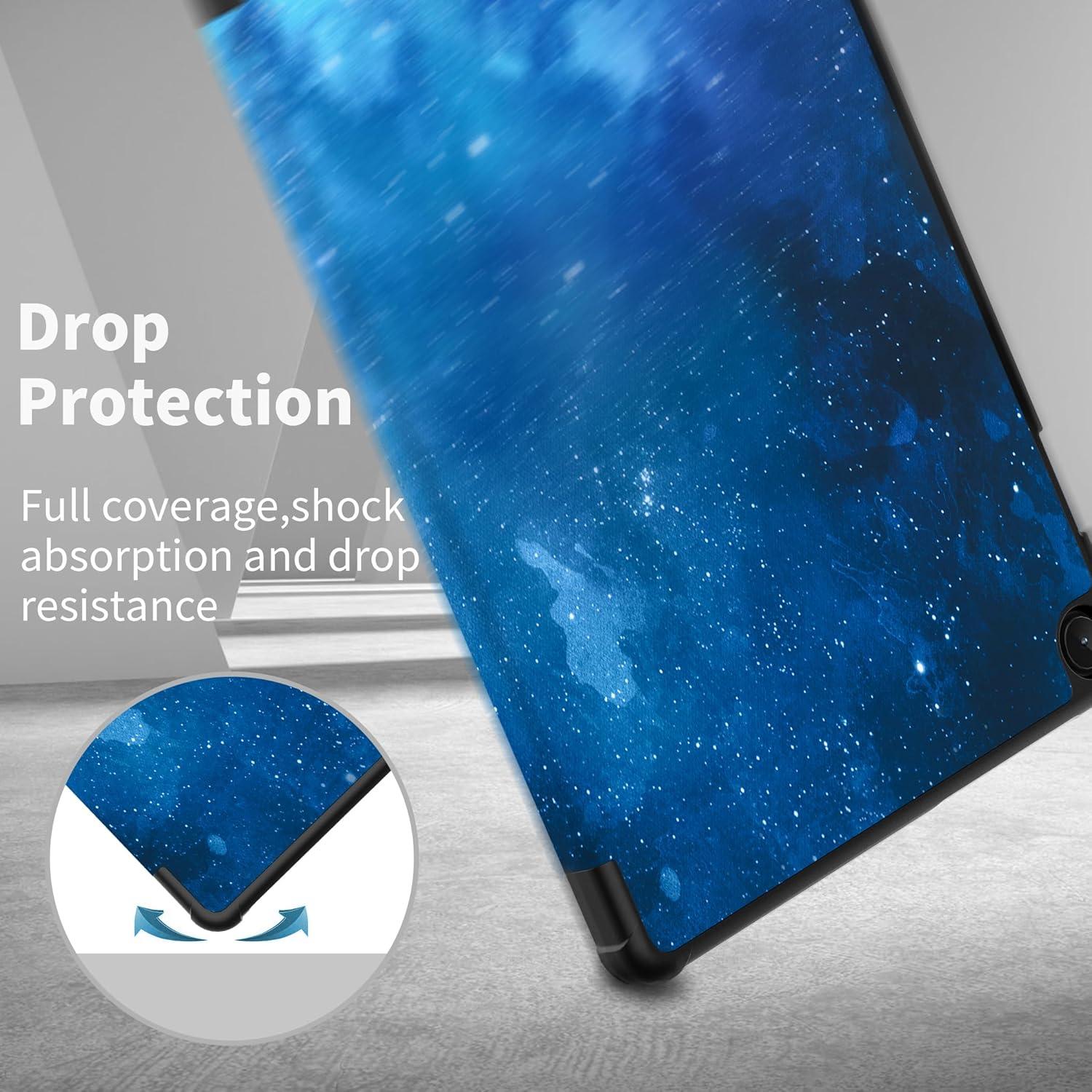 EasyAcc Lenovo Tab M10 3rd Gen 10.1 Hülle Blau Sterne mit Schutzfolie