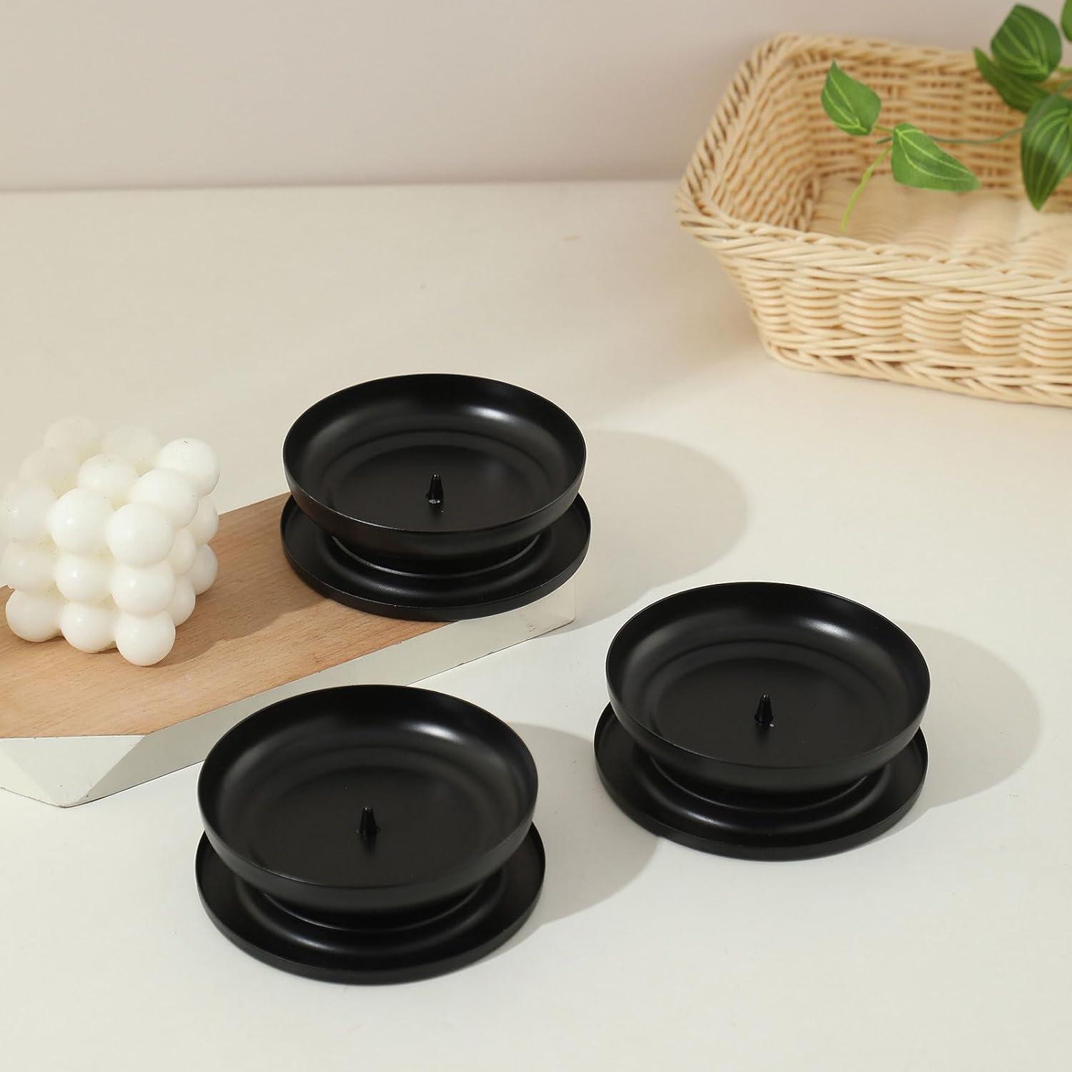 Moderne Metall Kerzenständer mit Dorn 1cm Schwarz für Hochzeit Adventskranz
