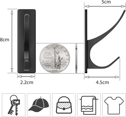 Schwarze Klebehaken Ultra Stark 4 Stk. 6kg Haltekraft Kleiderhaken Metall