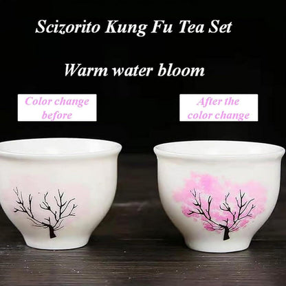 Chinesisches Kungfu Tee Set mit 360-Rotation Teekanne und 4 Teetassen