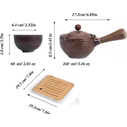 Tragbares Keramik Tee Set mit 360° Teekanne & Reisetasche