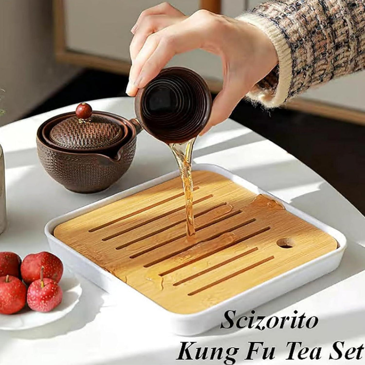 Tragbares Keramik Tee Set mit 360° Teekanne & Reisetasche