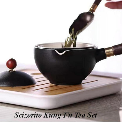 Scizorito Travel Komplett-Tee-Set mit 360-Rotation Teekanne - Schwarz