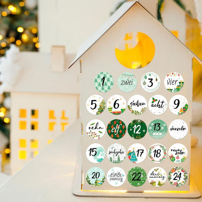 Adventskalender Aufkleber Zahlen 24 Weihnachten Basteln