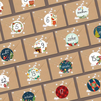 Adventskalender Aufkleber Zahlen 24 Weihnachten Basteln