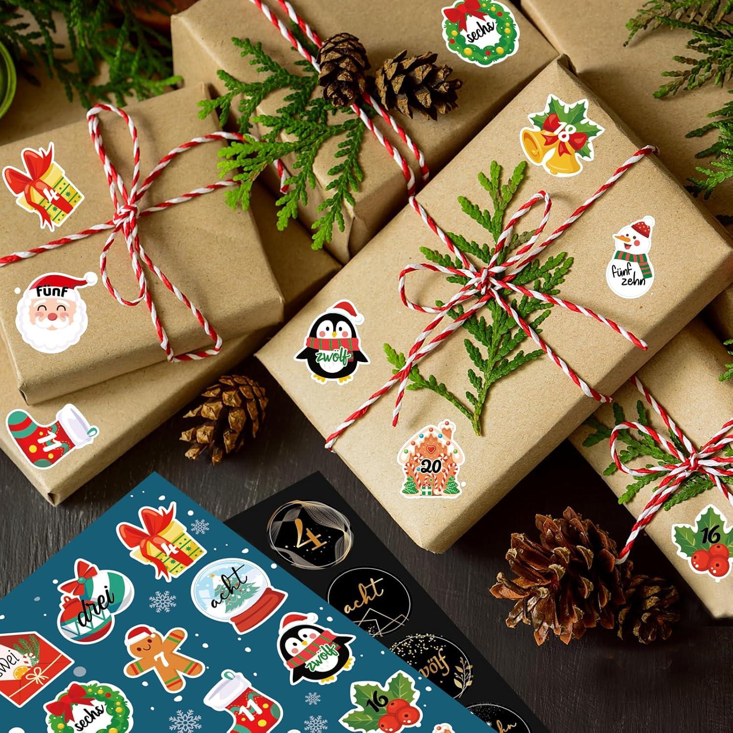Weihnachten Adventskalender Zahlen Aufkleber 2024 Sticker 1-24
