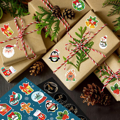 Weihnachten Adventskalender Zahlen Aufkleber 2024 Sticker 1-24