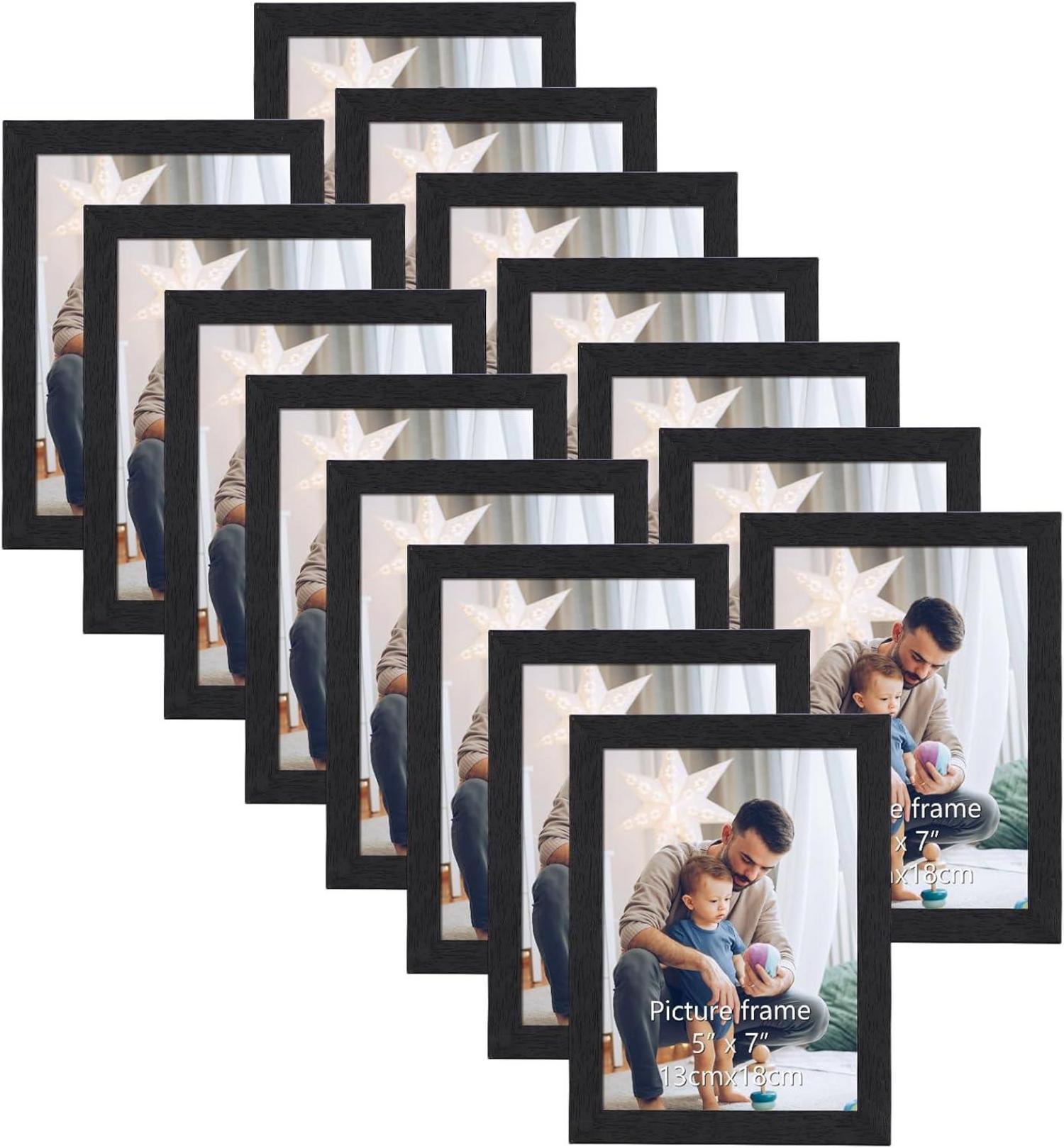 15er Bilderrahmen Set Schwarz für 13x18 cm Fotos und Bilder