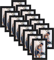15er Bilderrahmen Set 10x15 cm Schwarz Holzmaserung Collage Wand Tisch