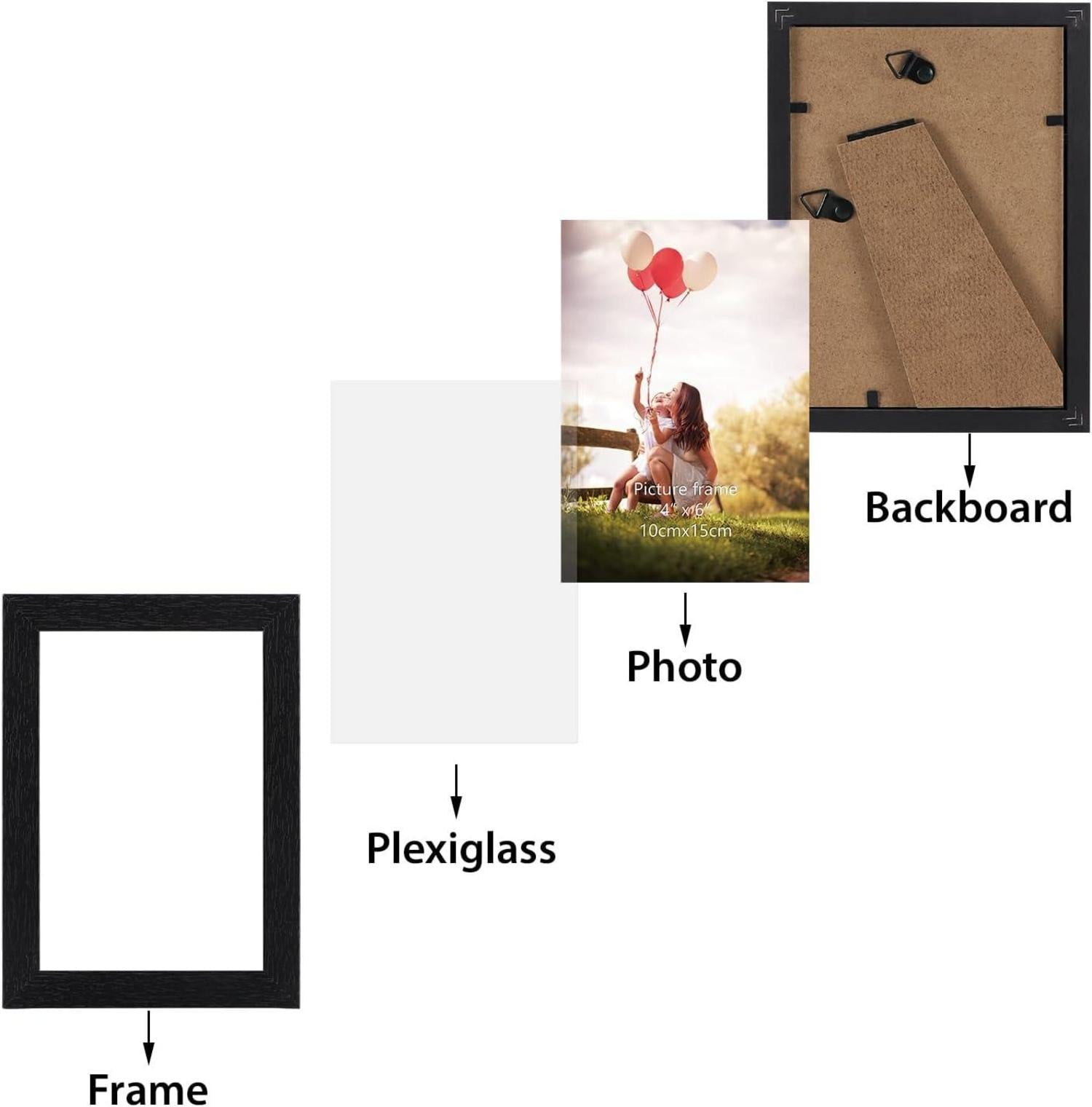 Bilderrahmen Set 15er Schwarz Holzmaserung Fotorahmen 10x15cm