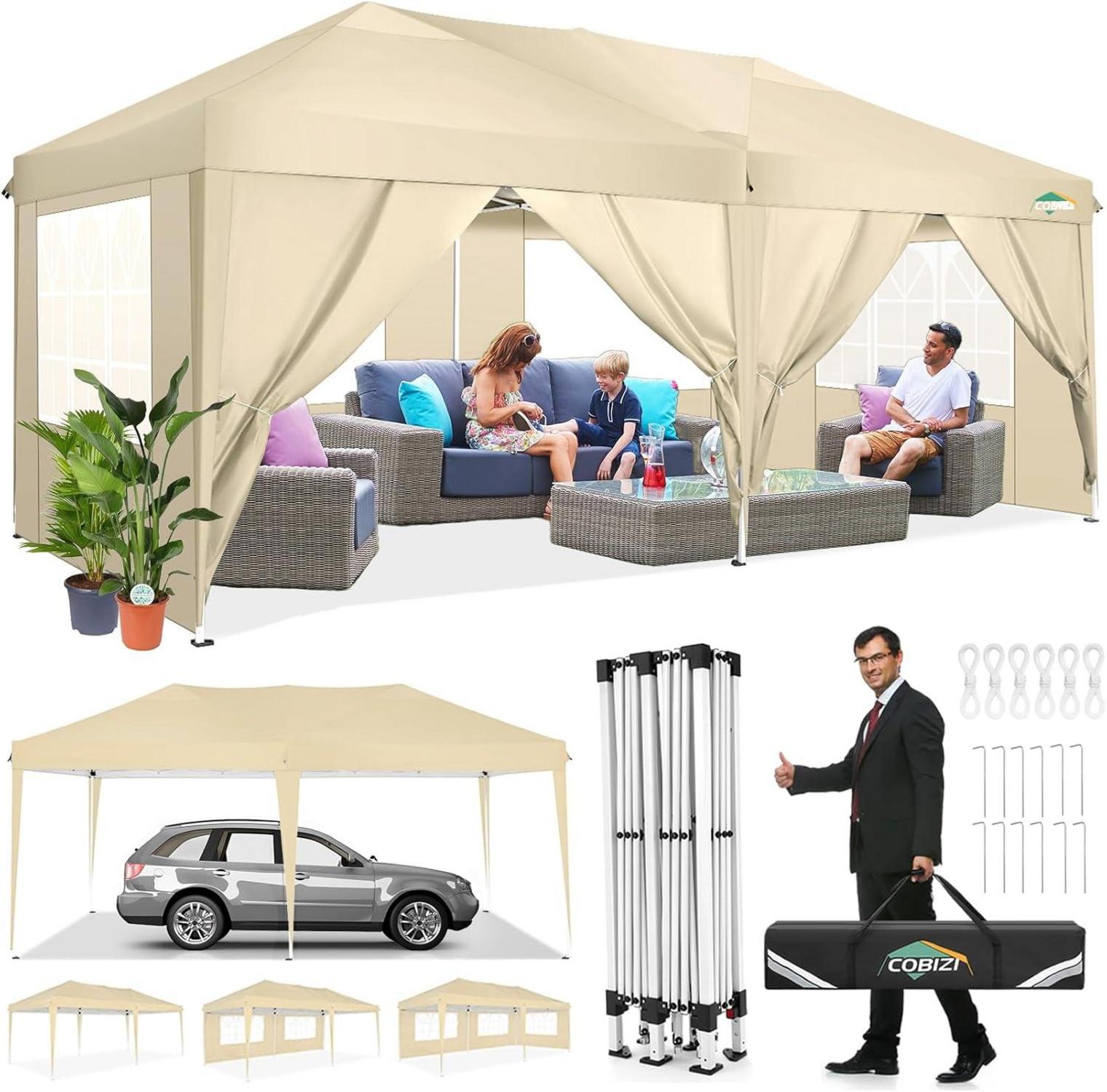 Faltpavillon 3x6 Wasserdicht Winterfest Pop Up Zelt UV-Schutz