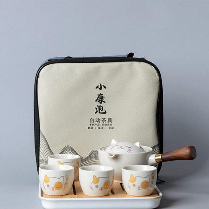 Chinesisches Kungfu Tee Set mit 360-Rotation Teekanne, 4 Teetassen