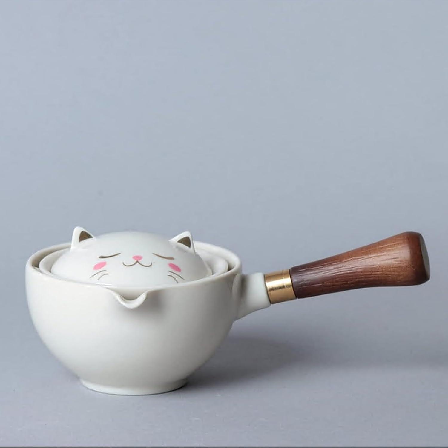 Chinesisches Kungfu Tee Set mit 360-Rotation Teekanne, 4 Teetassen