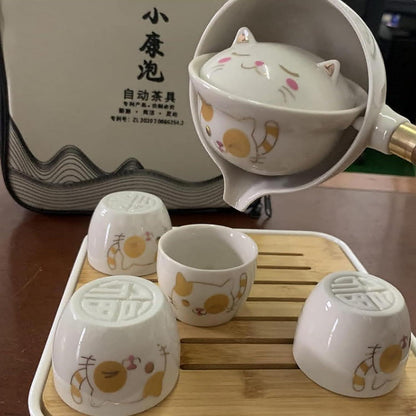 Keramik Tee Set chinesischer Kungfu Tee 360-Rotation Teekanne