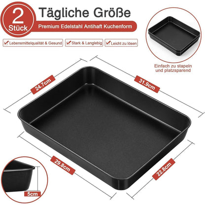 Antihaft Backblech 2er Set Edelstahl Tiefes Ofenblech 31,6 x 24,6 cm