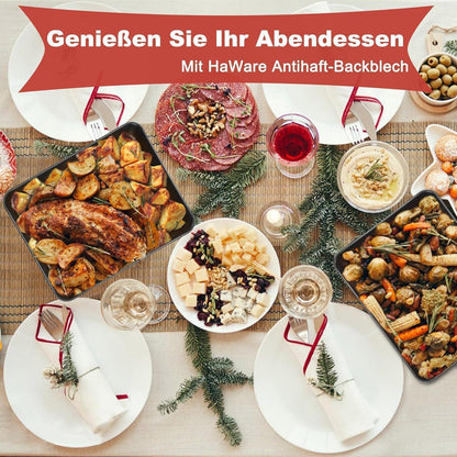 Antihaft Backblech 2er Set Edelstahl Tiefes Ofenblech 31,6 x 24,6 cm