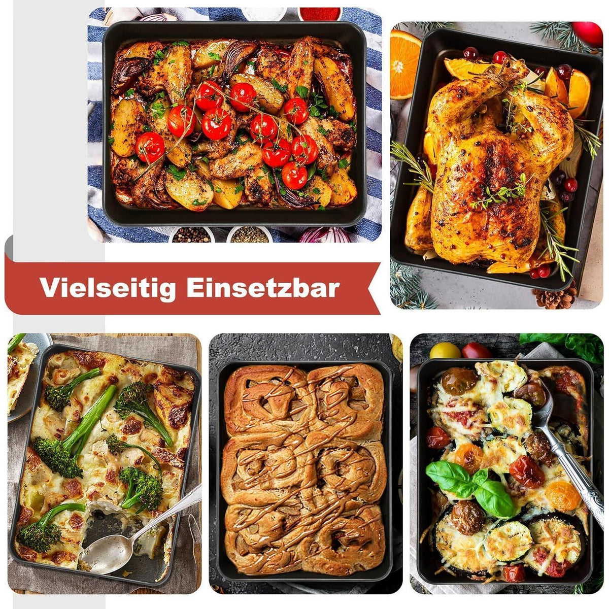 Antihaft Backblech 2er Set Edelstahl Tiefes Ofenblech 31,6 x 24,6 cm