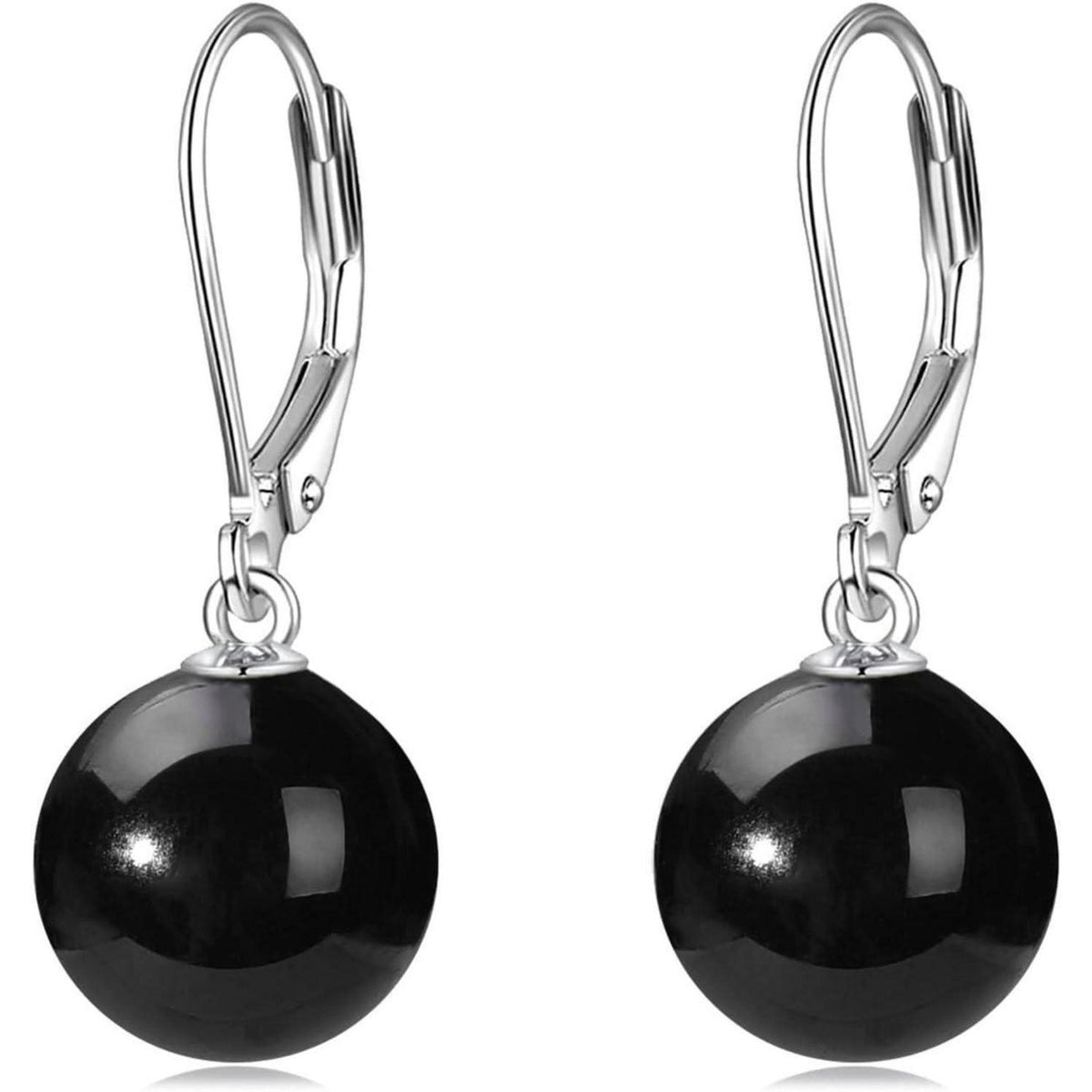 Perlen Ohrringe Sterling Silber mit Schwarzem Onyx