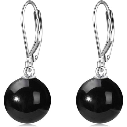Perlen Ohrringe Sterling Silber mit Schwarzem Onyx