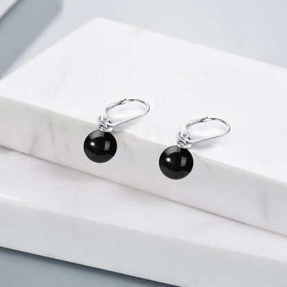 Perlen Ohrringe Sterling Silber mit Schwarzem Onyx
