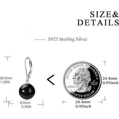 Perlen Ohrringe Sterling Silber mit Schwarzem Onyx