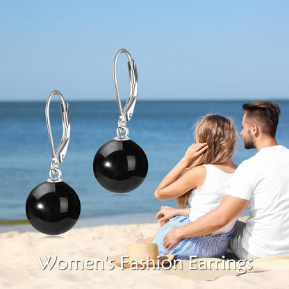 Perlen Ohrringe Sterling Silber mit Schwarzem Onyx