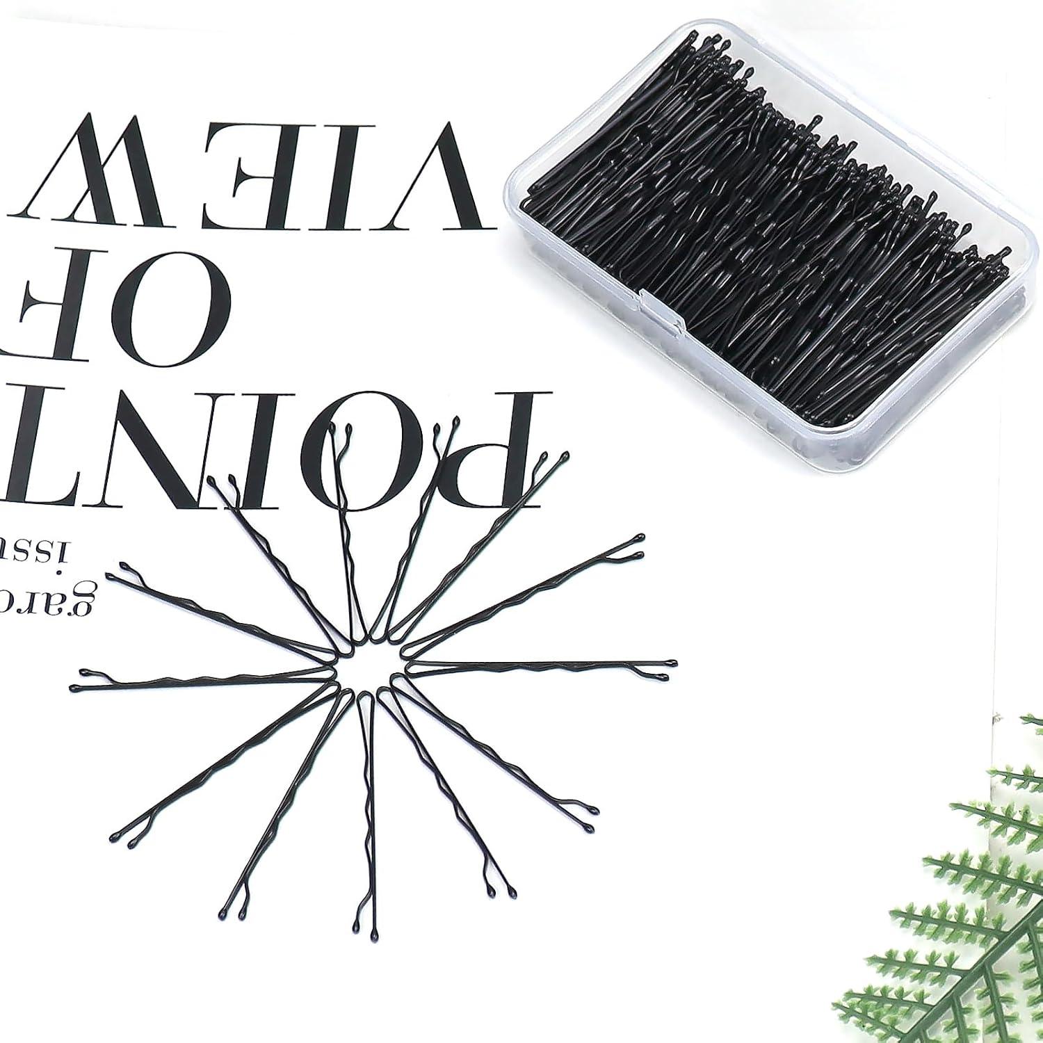 Haarnadeln Metall 200 Stück Wellenform Bobby Pins 5 cm Schwarz