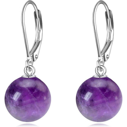 Hängende Perlenohrringe aus Sterling Silber mit Amethyst