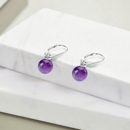 Hängende Perlenohrringe aus Sterling Silber mit Amethyst