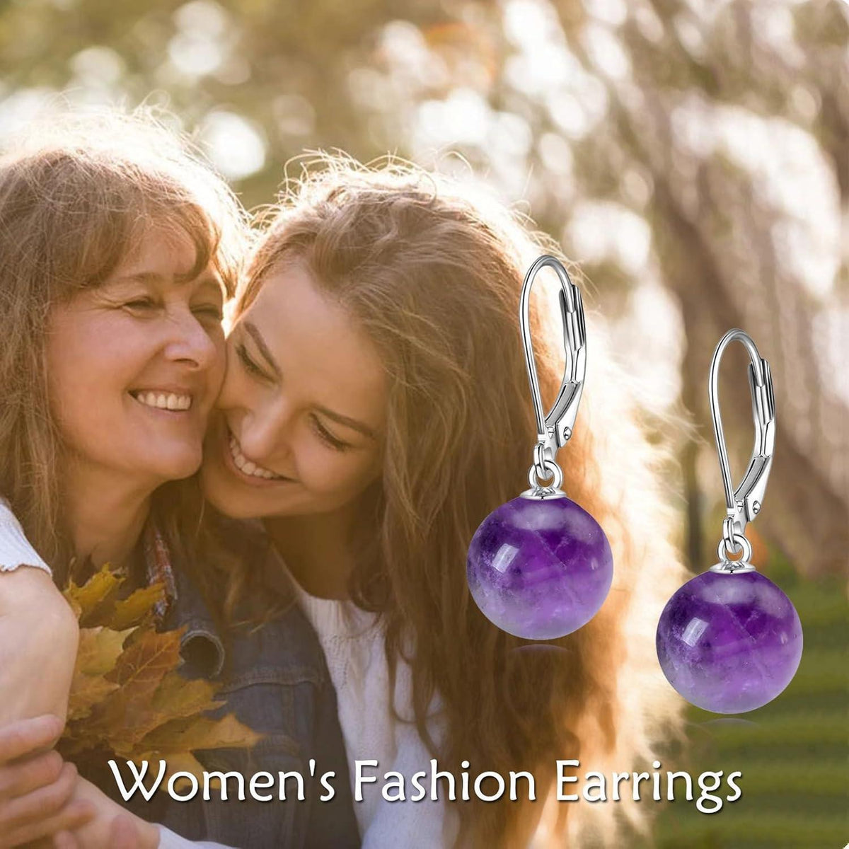 Hängende Perlenohrringe aus Sterling Silber mit Amethyst