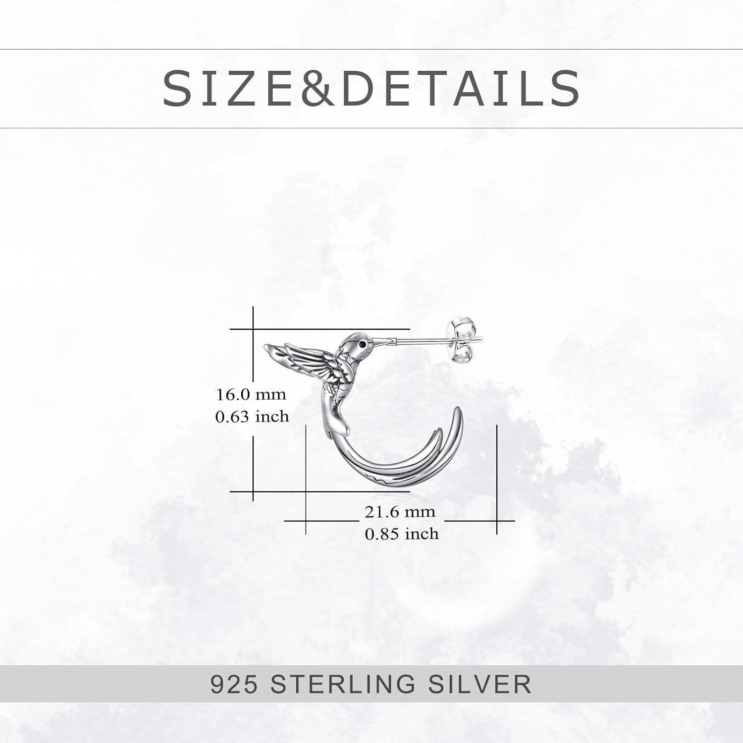 925 Sterling Silber Kolibri Creolen Ohrstecker Geschenk Mädchen