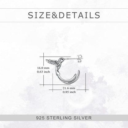 925 Sterling Silber Kolibri Creolen Ohrstecker Geschenk Mädchen