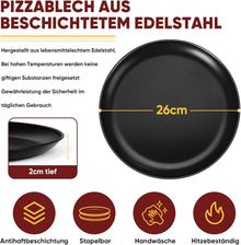 Joyfair Pizzablech 26cm Edelstahl Rund Pizzaform 2er Set