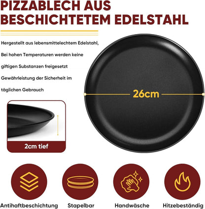 Joyfair Pizzablech 26cm Edelstahl Rund Pizzaform 2er Set