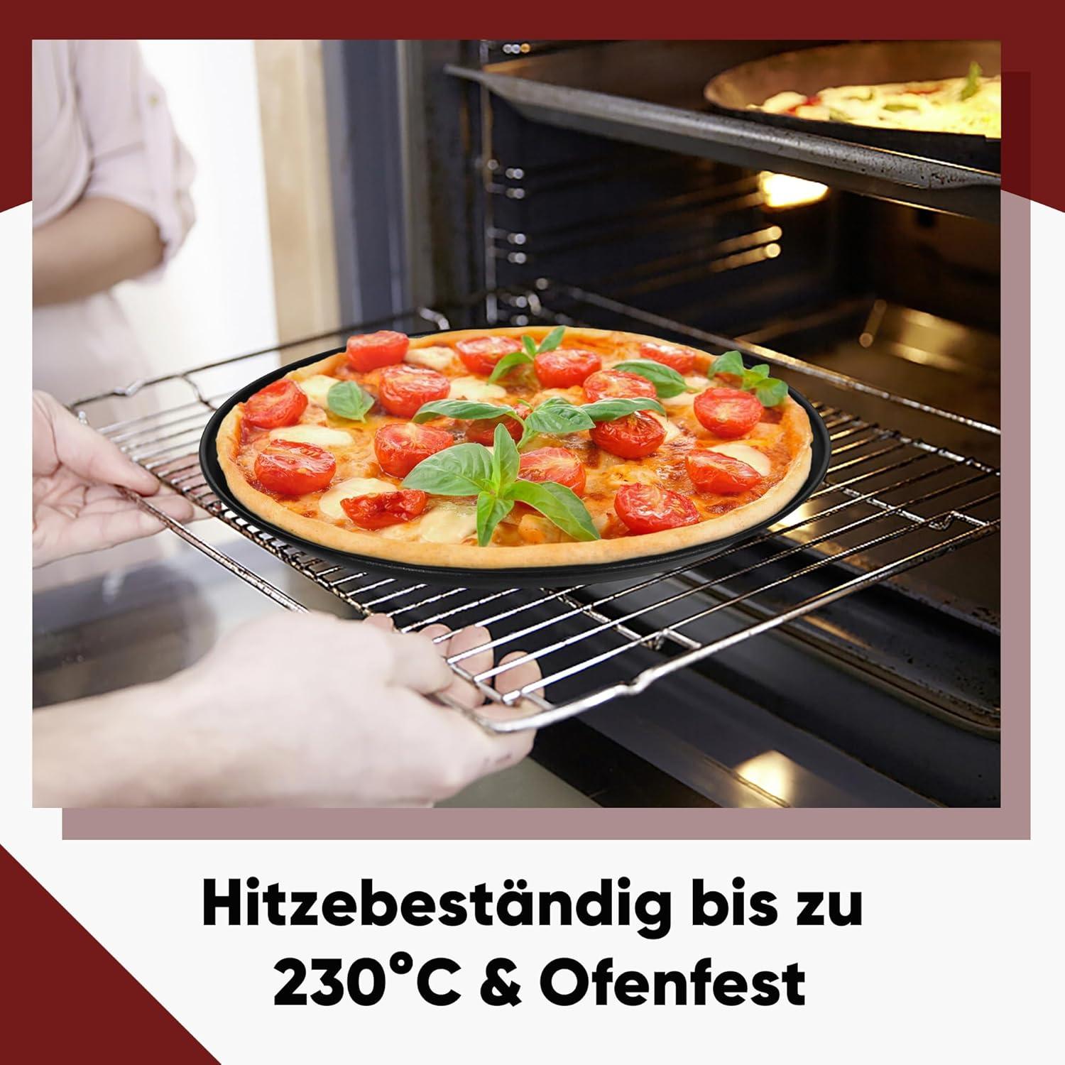 Pizzablech Edelstahl 26cm Rund 2er Set Antihaftbeschichtet