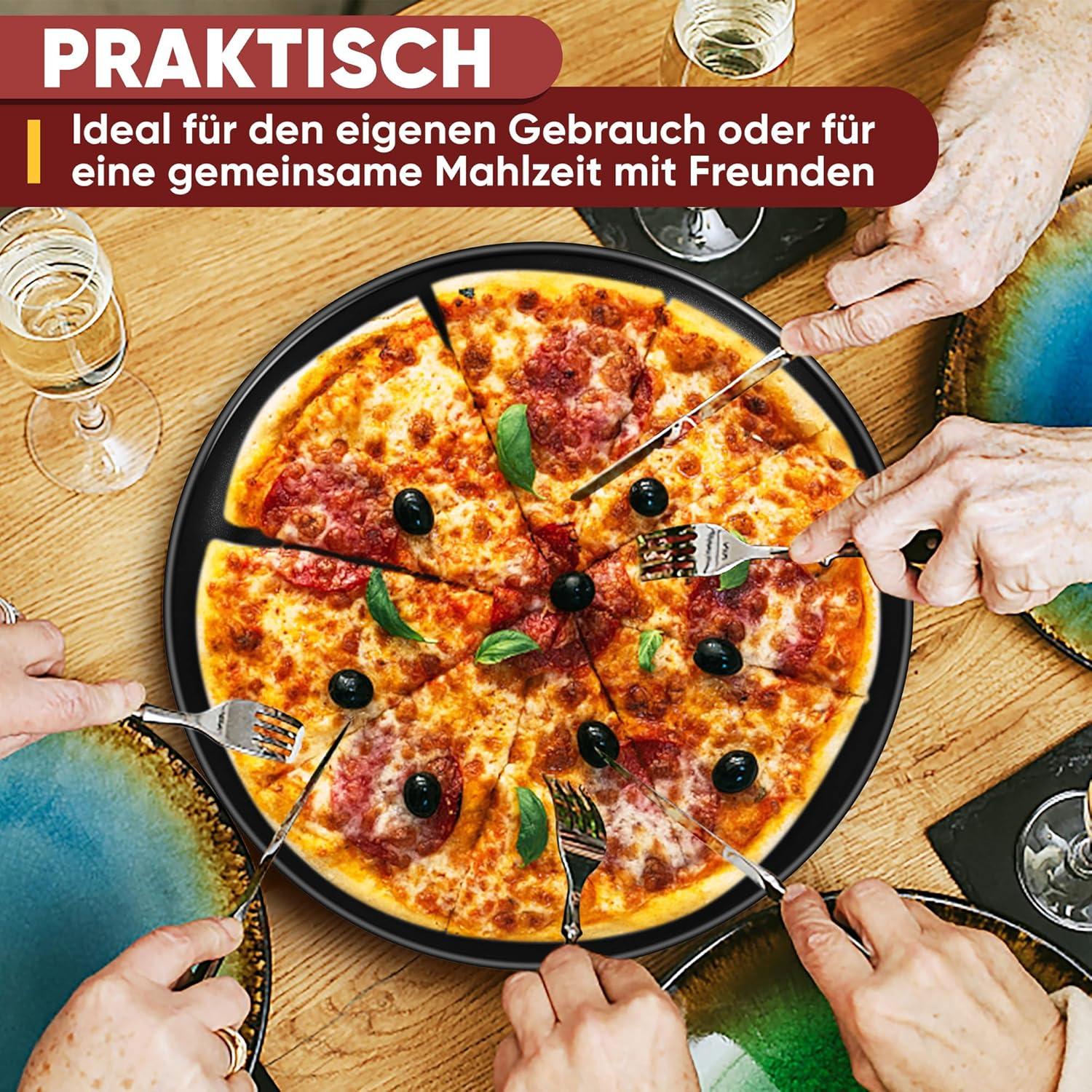 Pizzablech Edelstahl 26cm Rund 2er Set Antihaftbeschichtet