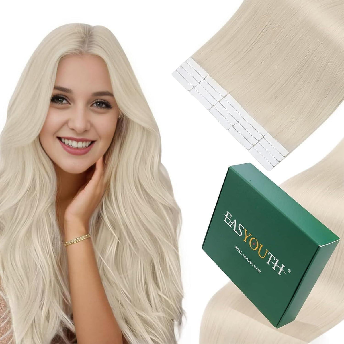 Blond Tape-in Haarverlängerung Echthaar #1000 30cm