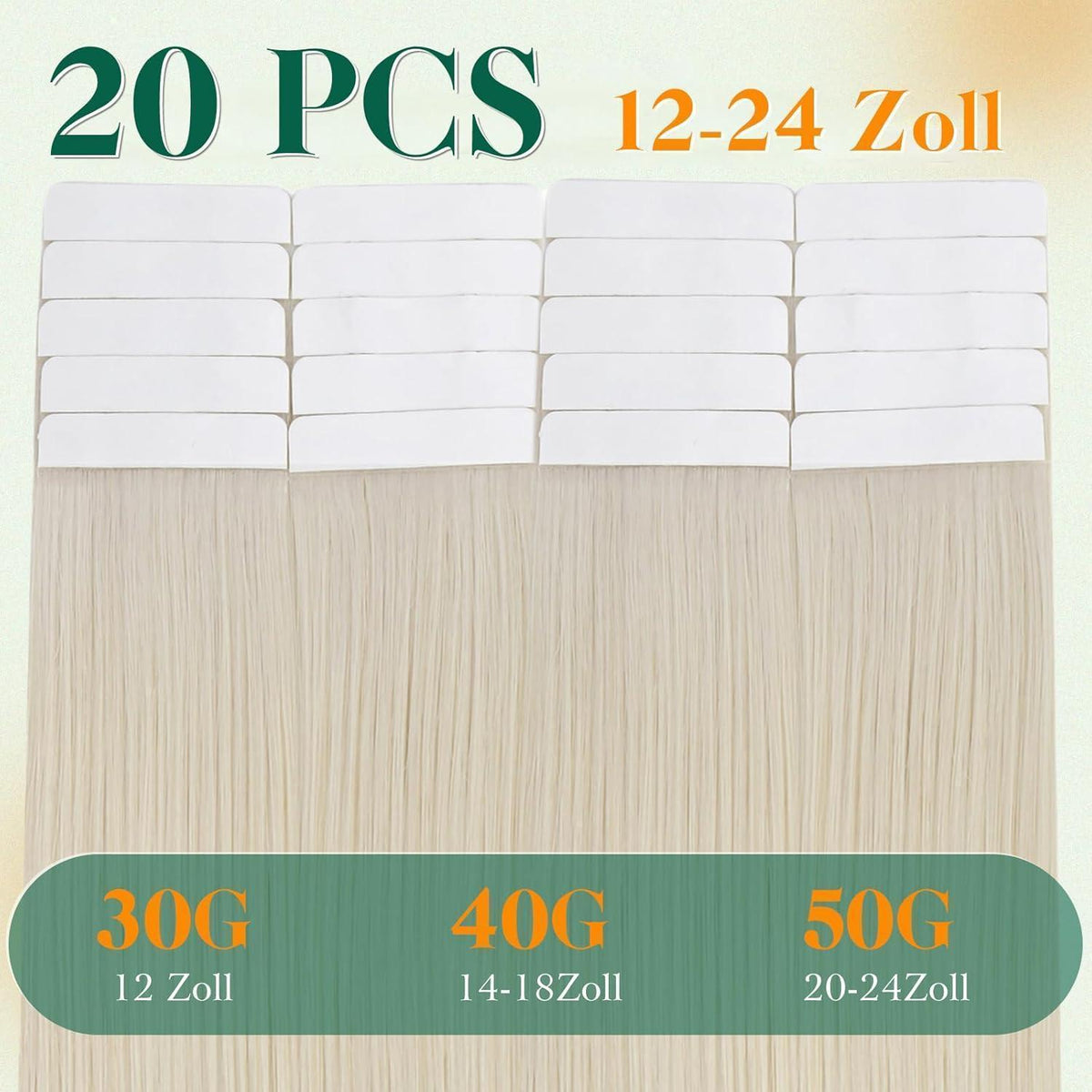 Blond Tape-in Haarverlängerung Echthaar #1000 30cm