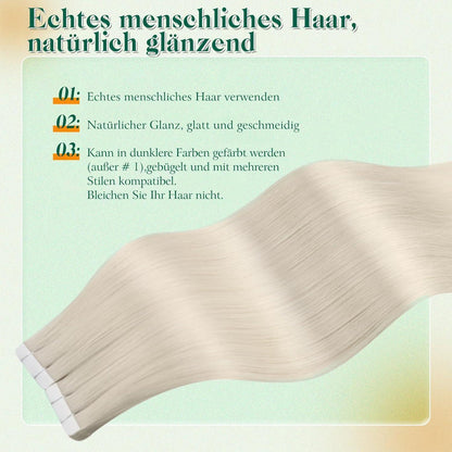 Blond Tape-in Haarverlängerung Echthaar #1000 30cm