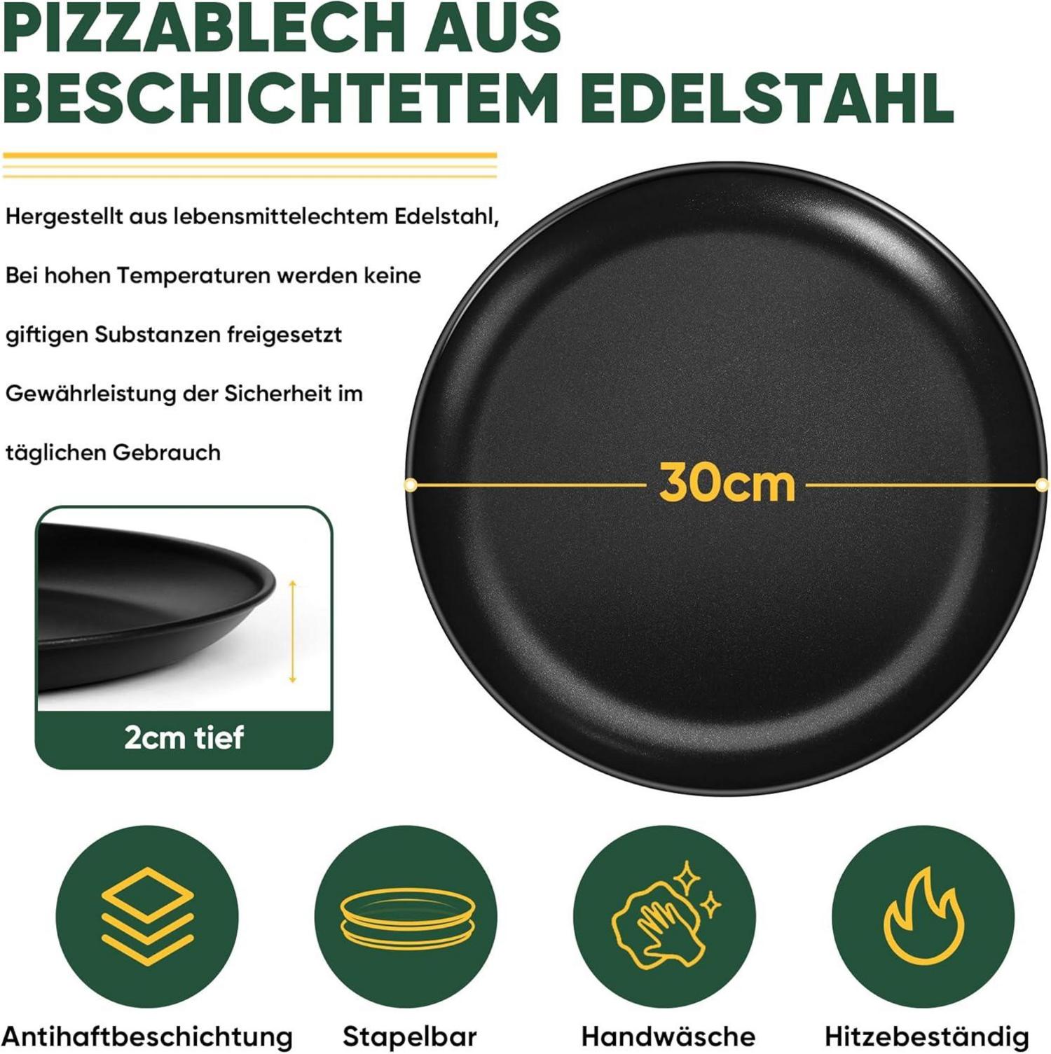 Joyfair Pizzablech 30cm Edelstahl Rund Pizzaform 2er Set