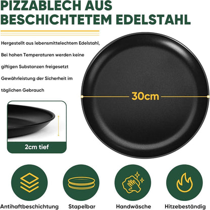 Joyfair Pizzablech 30cm Edelstahl Rund Pizzaform 2er Set