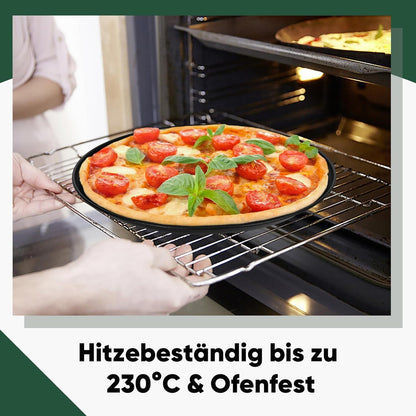 Joyfair Pizzablech 30cm Edelstahl Rund 2er Set Antihaftbeschichtet