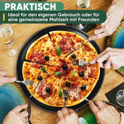 Joyfair Pizzablech 30cm Edelstahl Rund 2er Set Antihaftbeschichtet